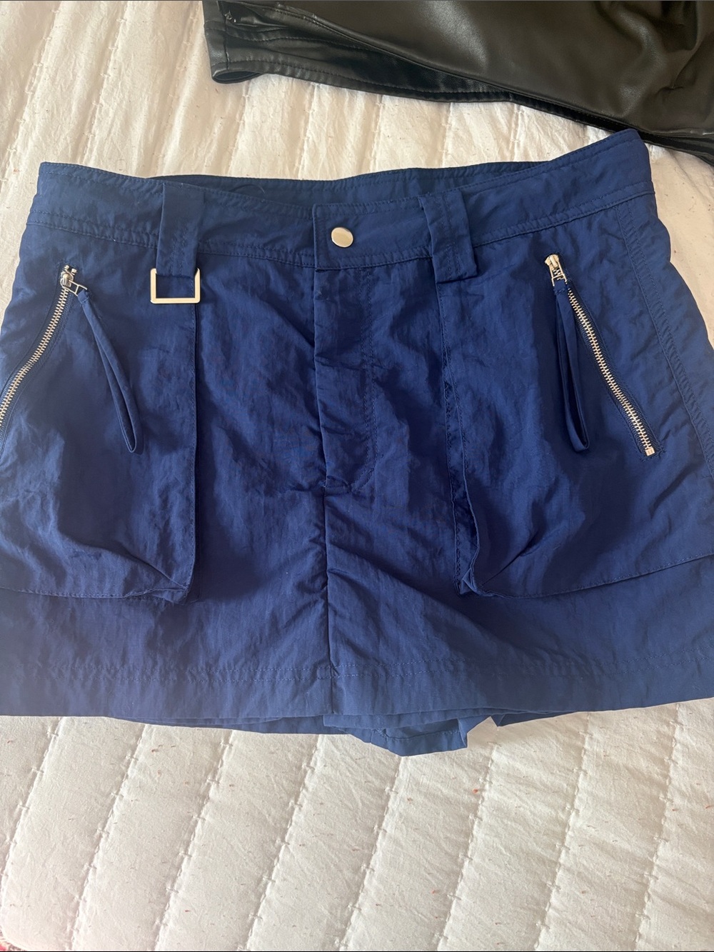 Navy Blue Cargo Shorts with Zip Pockets